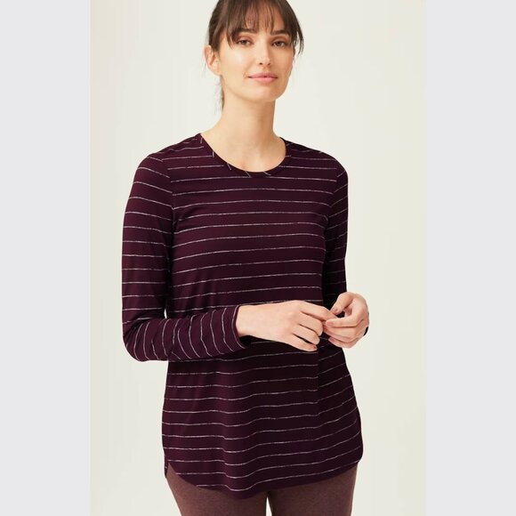 J.JILL Fit Performance Long-Sleeve Tee - Dark Fig Multi - Size M - Picture 1 of 14